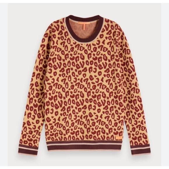 Scotch & Soda Leopard Print Knit Pullover Lightweight Sweater - Small - Picture 1 of 8